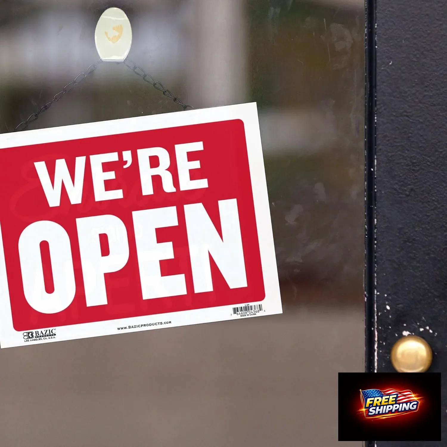BAZIC Products Open & Closed Sign 12&Prime;x16&Prime;, Double Sides Plastic Vinyl Signs, Bus