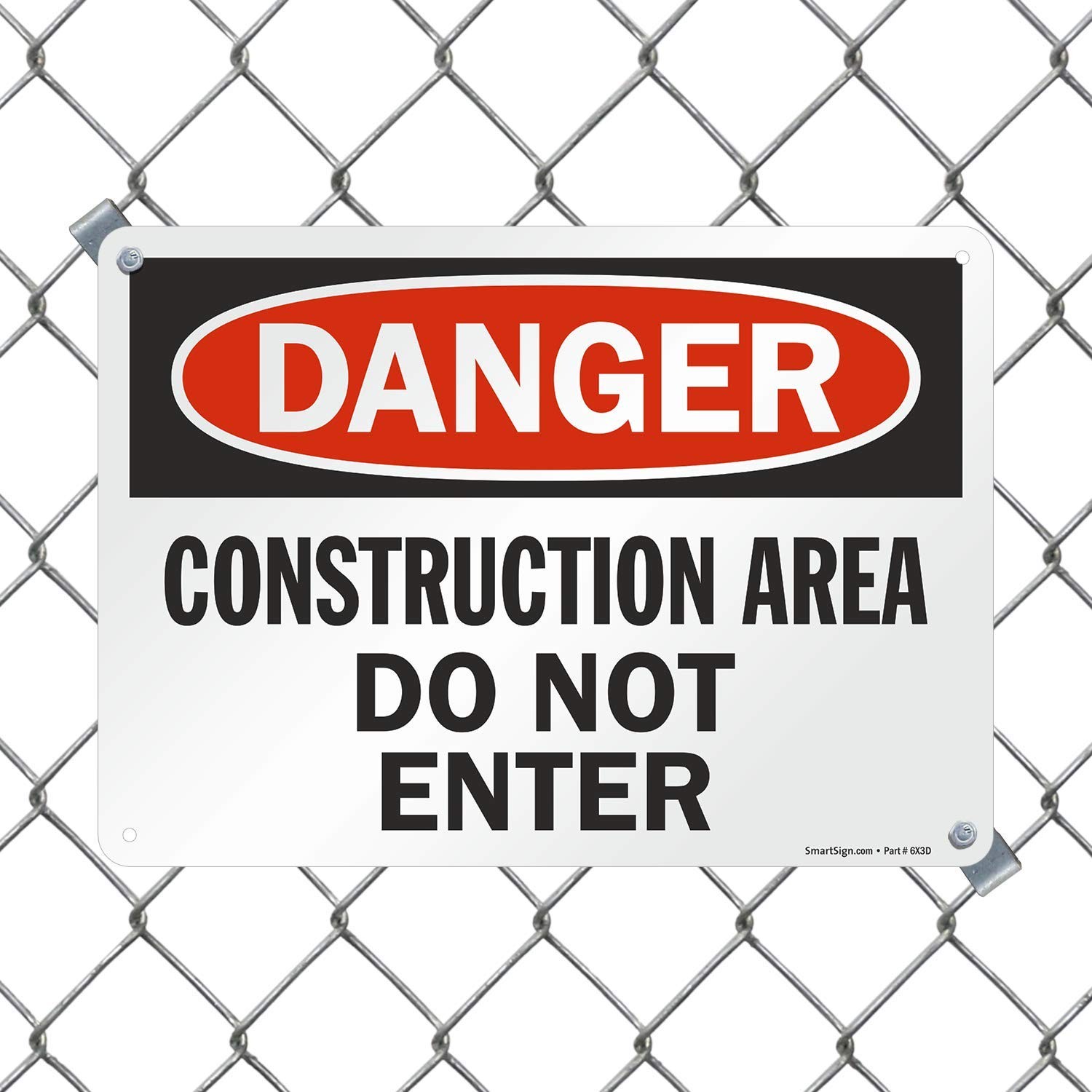 Danger Construction Area Do Not Enter Sign Heavy Duty Plastic Warning 10×14 In