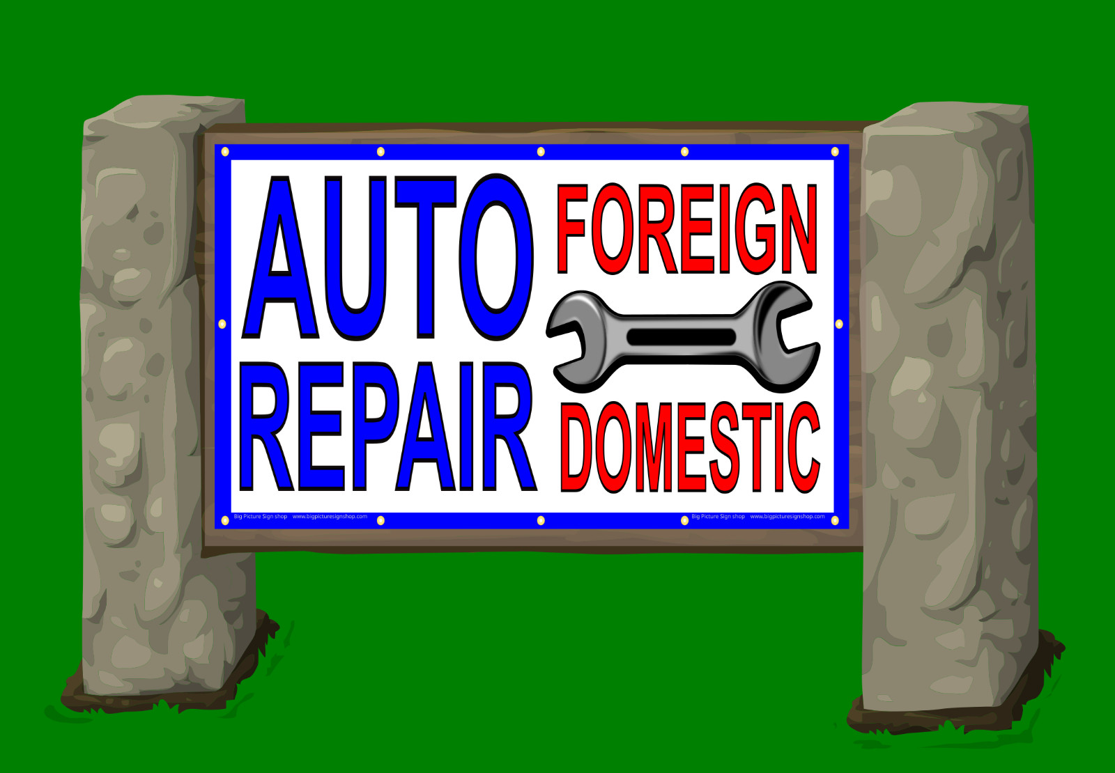 AUTO REPAIR FOREIGN & DOMESTIC -HUGE Banners-3 Choices Red Wht Yel -28 Sizes-USA
