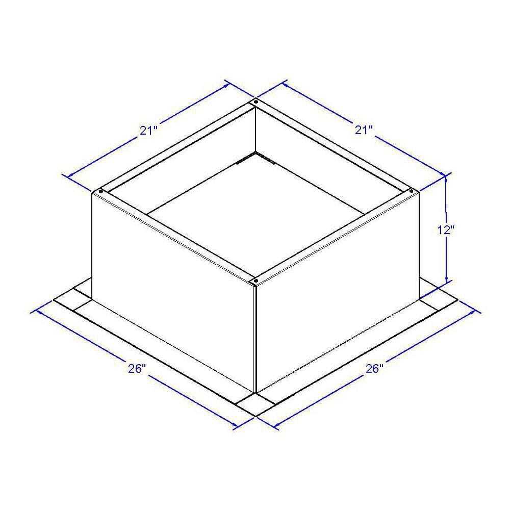 Aluminum Preassembled Roof Curb Box Is 21 In. Wide X 21 In. Long X 12 In. High