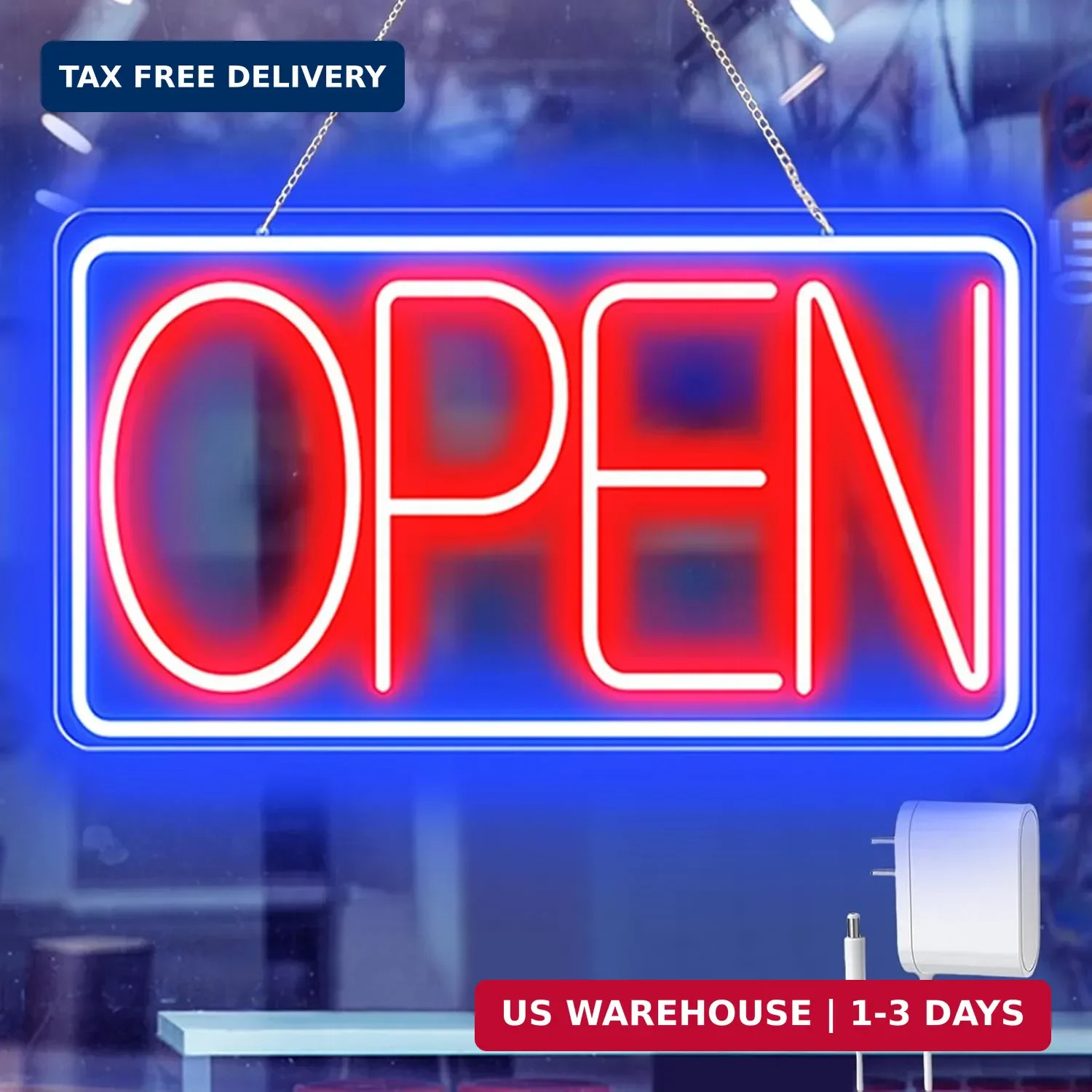 16.5&Prime; X 9&Prime; Led Neon Open Signs for Business – 12V/2A Ultra Bright Led Neon Sign