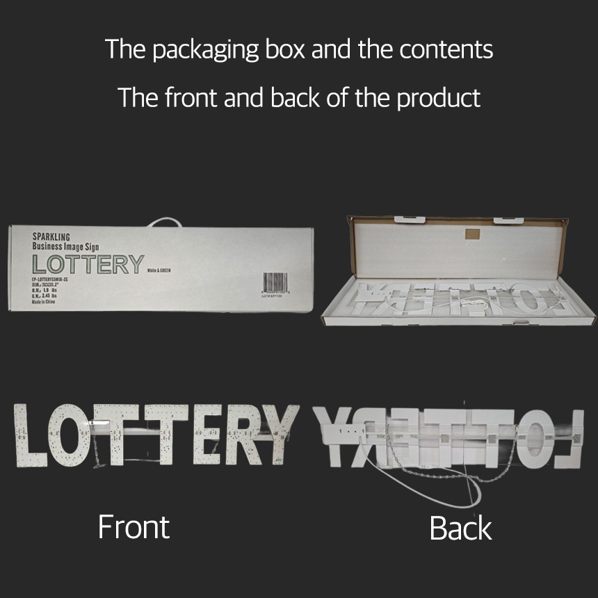 EPL Signs LOTTERY Green LED Sign Business 7&Prime;x32&Prime; Remote 3G Sparkling Mode
