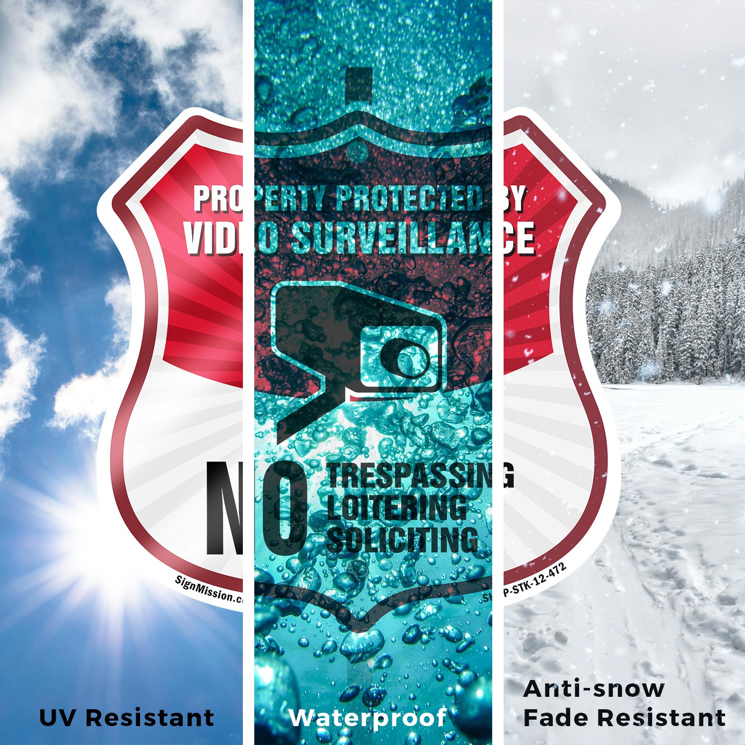 Video Surveillance Shield Sign Property Protected By Vid Shield Sign With Stake