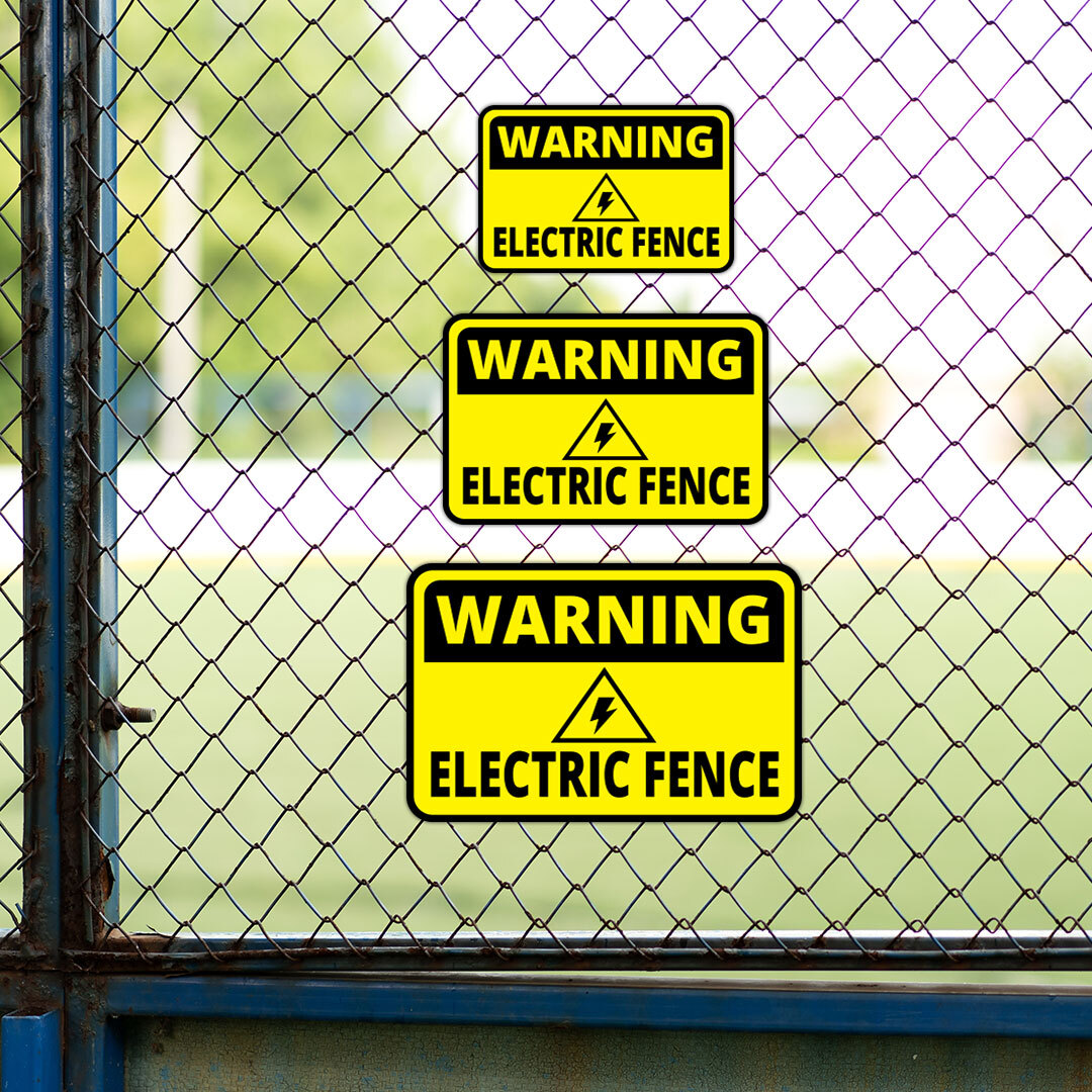 Classic Framed Plus Warning Electric Fence Wall or Door Sign | Health & Safety