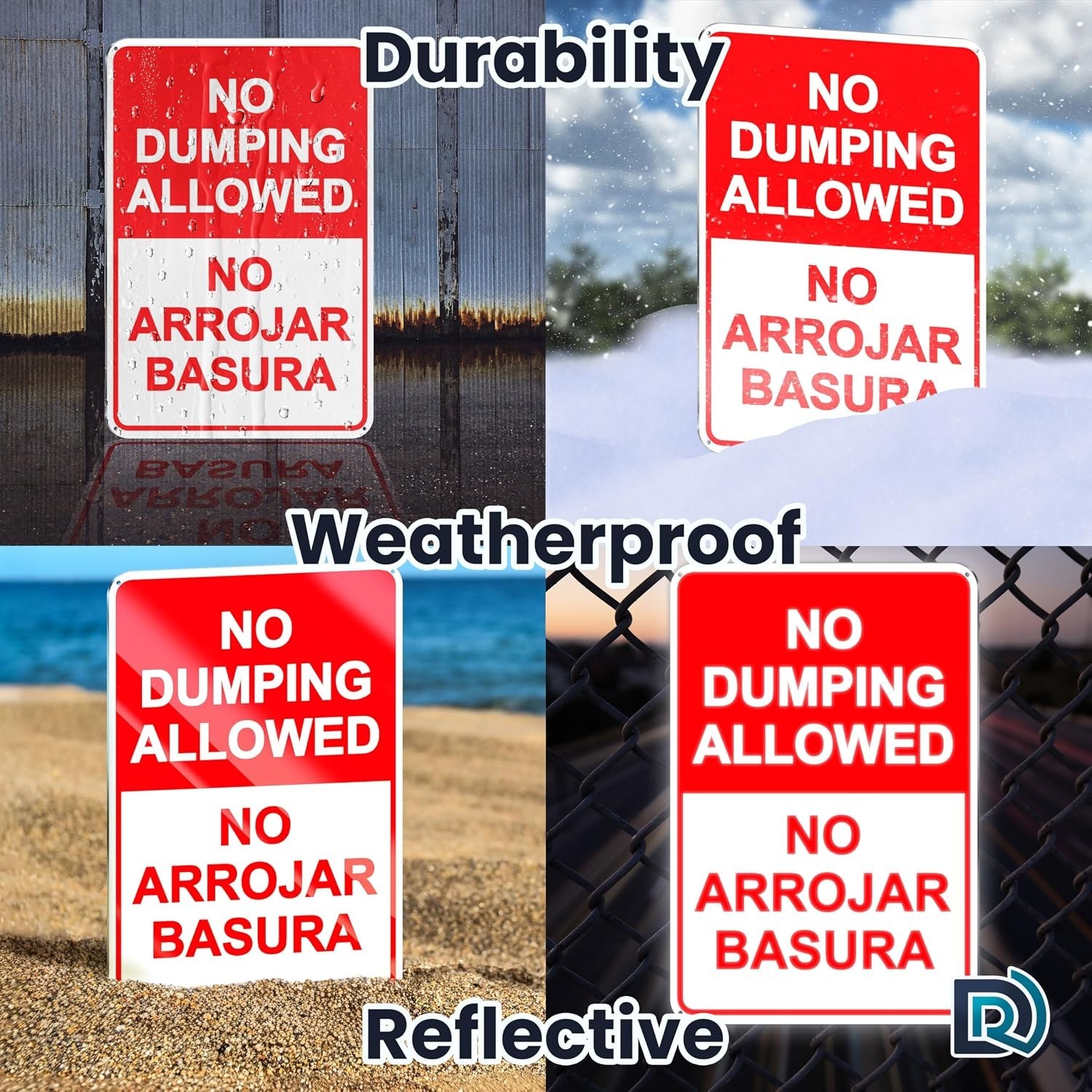 Private Property No Littering Sign – 8×12 Reflective Aluminum for Long-Term Use