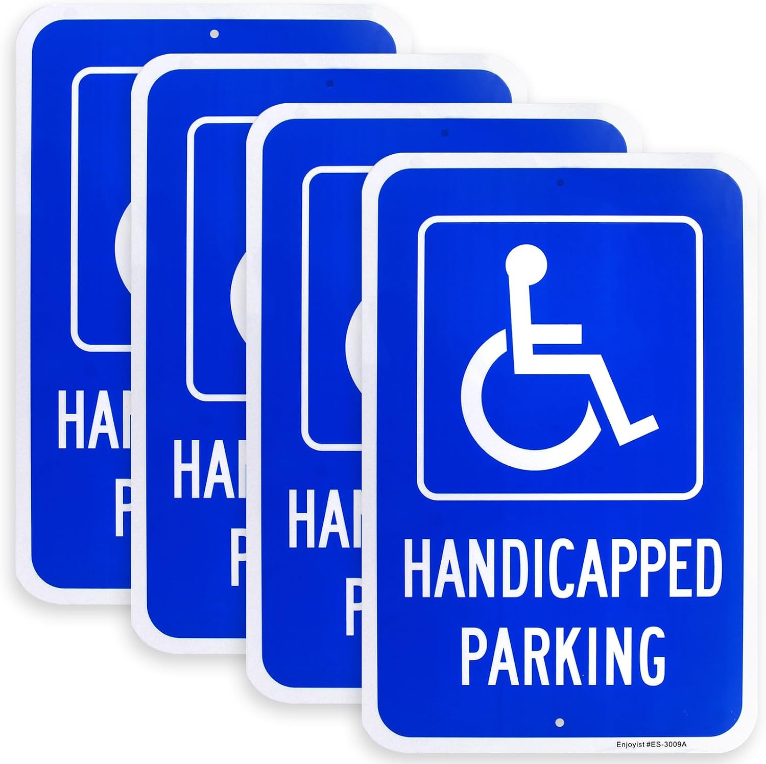 4 Pack Large Handicap Parking Sign, Handicapped Sign, 18&Prime; x 12&Prime; .040 Rust Free A