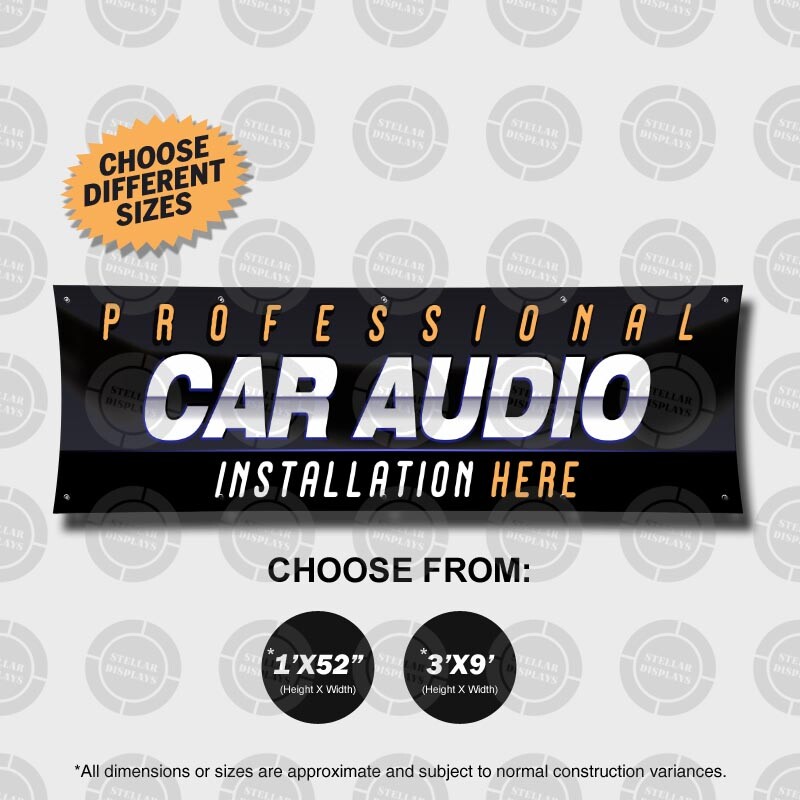 PROFESSIONAL CAR AUDIO Installation Banner Sign Display Auto Custom Sound Amp