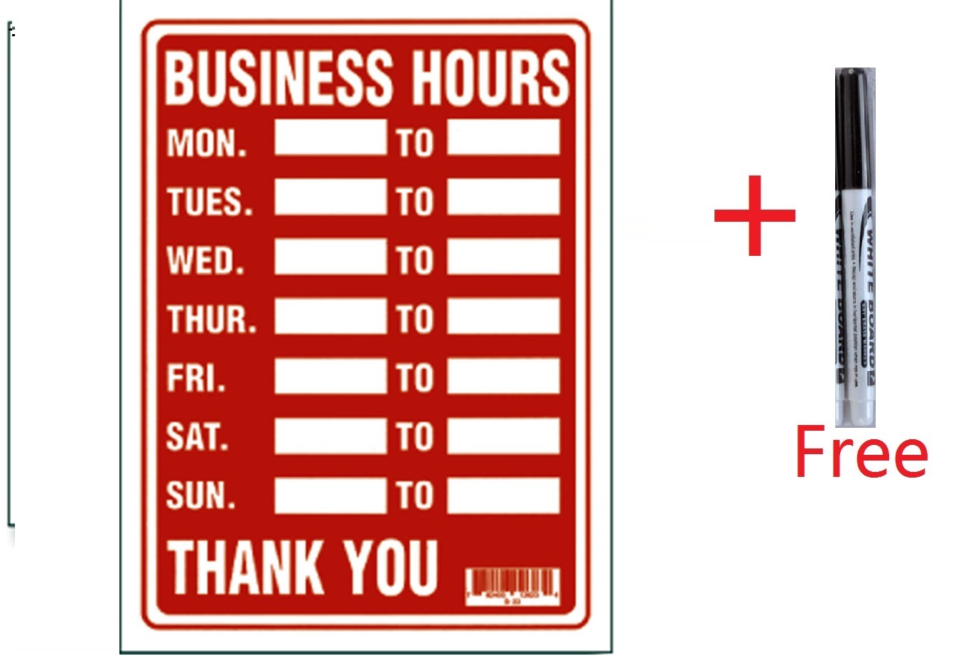 2 Pcs 9 x 12 Inch Plastic  » Business Hours » Sign with a Free Erasable Marker