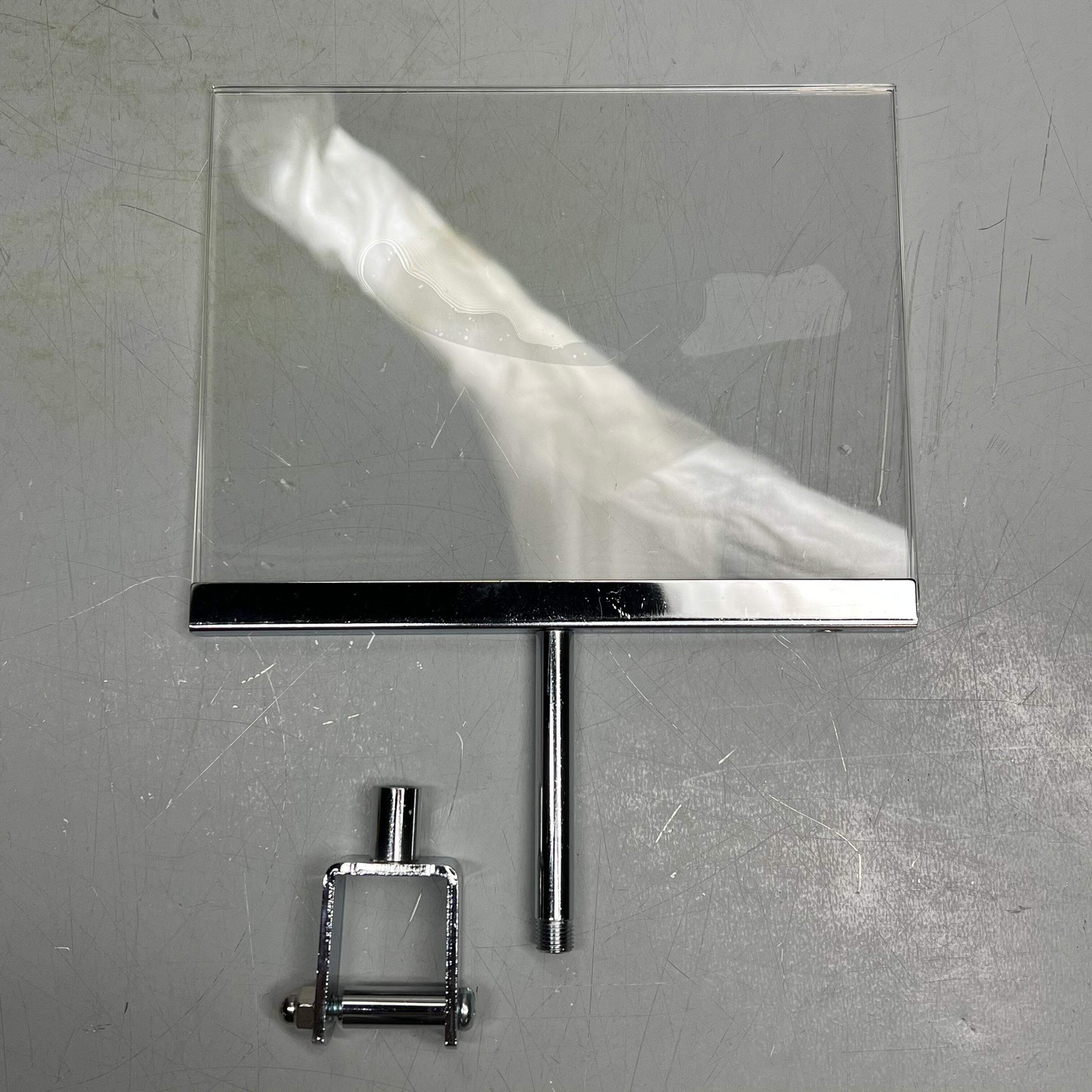 (10 PACK) Acrylic Merchandise Sign Holder W/ Rack Clamp 7&Prime; x 5.5&Prime; Chrome/Clear