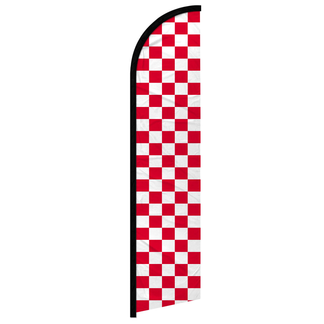 Red & White Checkered Windless Advertising Swooper Flag Racing Flag