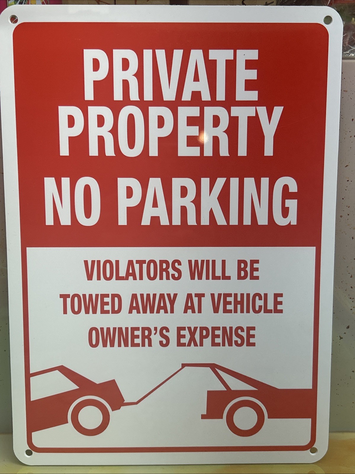 Private Property No Parking Violators will be towed away at owners expense sign