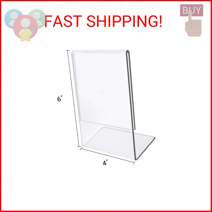 NIUBEE 6Pack Slant Back Acrylic Sign Holder 4×6 inches, Clear Vertical Picture F