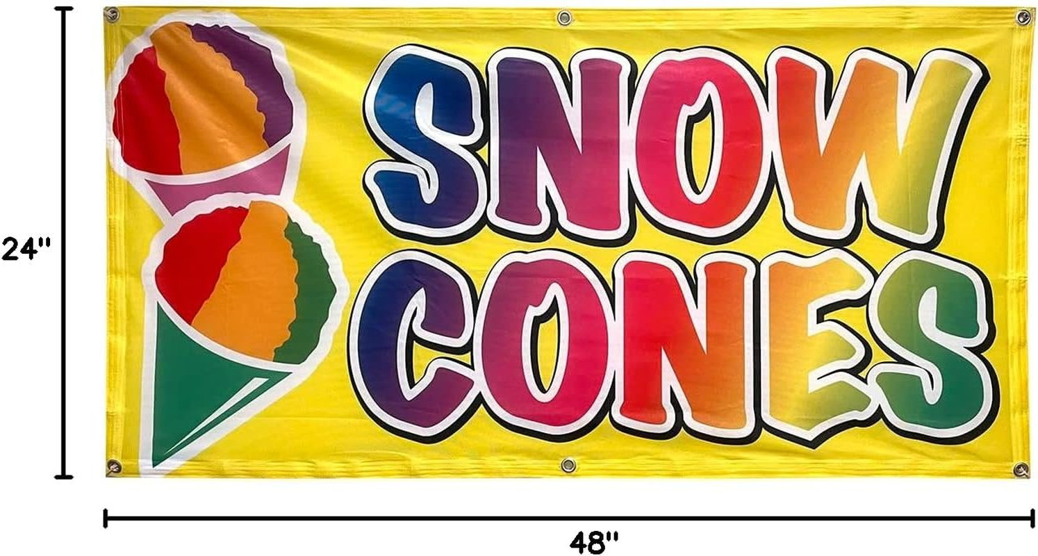 4 Less Co 2X4 Feet SNOW CONES Banner Sign Bgb Polyester Fabric – Yb