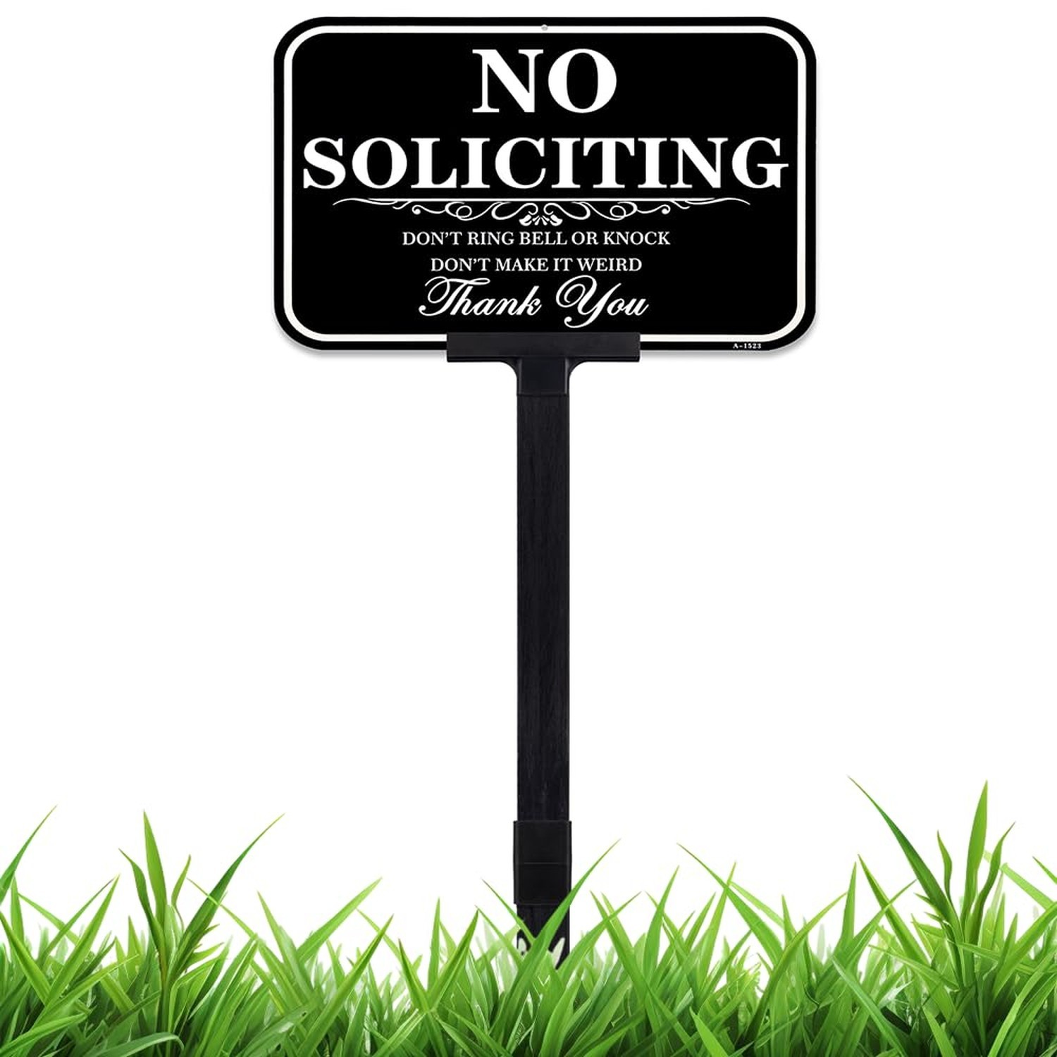 Large No Soliciting Sign With Stake, 14×10 Inch/37 Inch Long Adjustable Heigh…