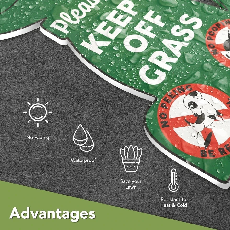 2PCS Keep off Grass Sign – 8×12&Prime; Double Sided Coroplast No Peeing Dog Sign Green