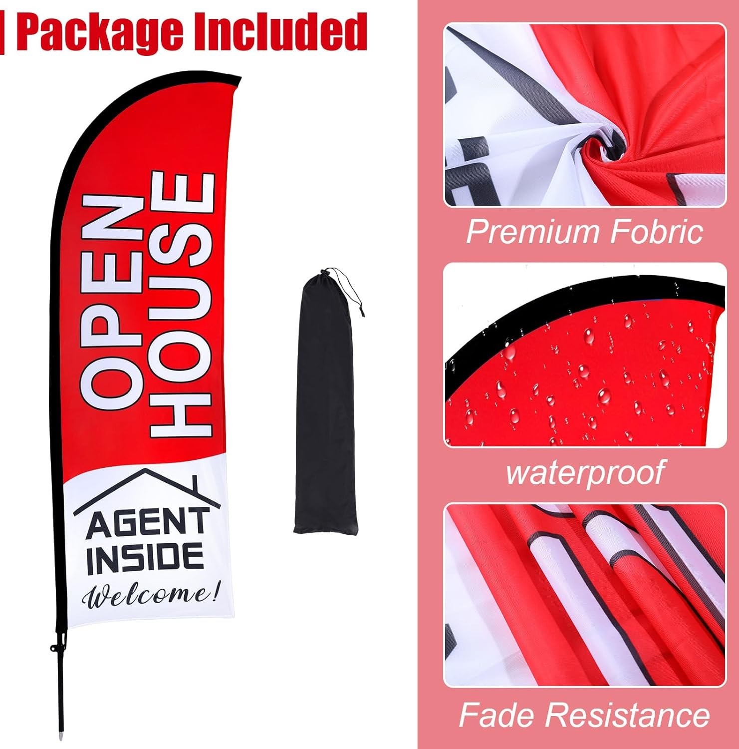11ft Open House Signs Flag Pole Kit for Real Estate Outdoor Banner Advertising