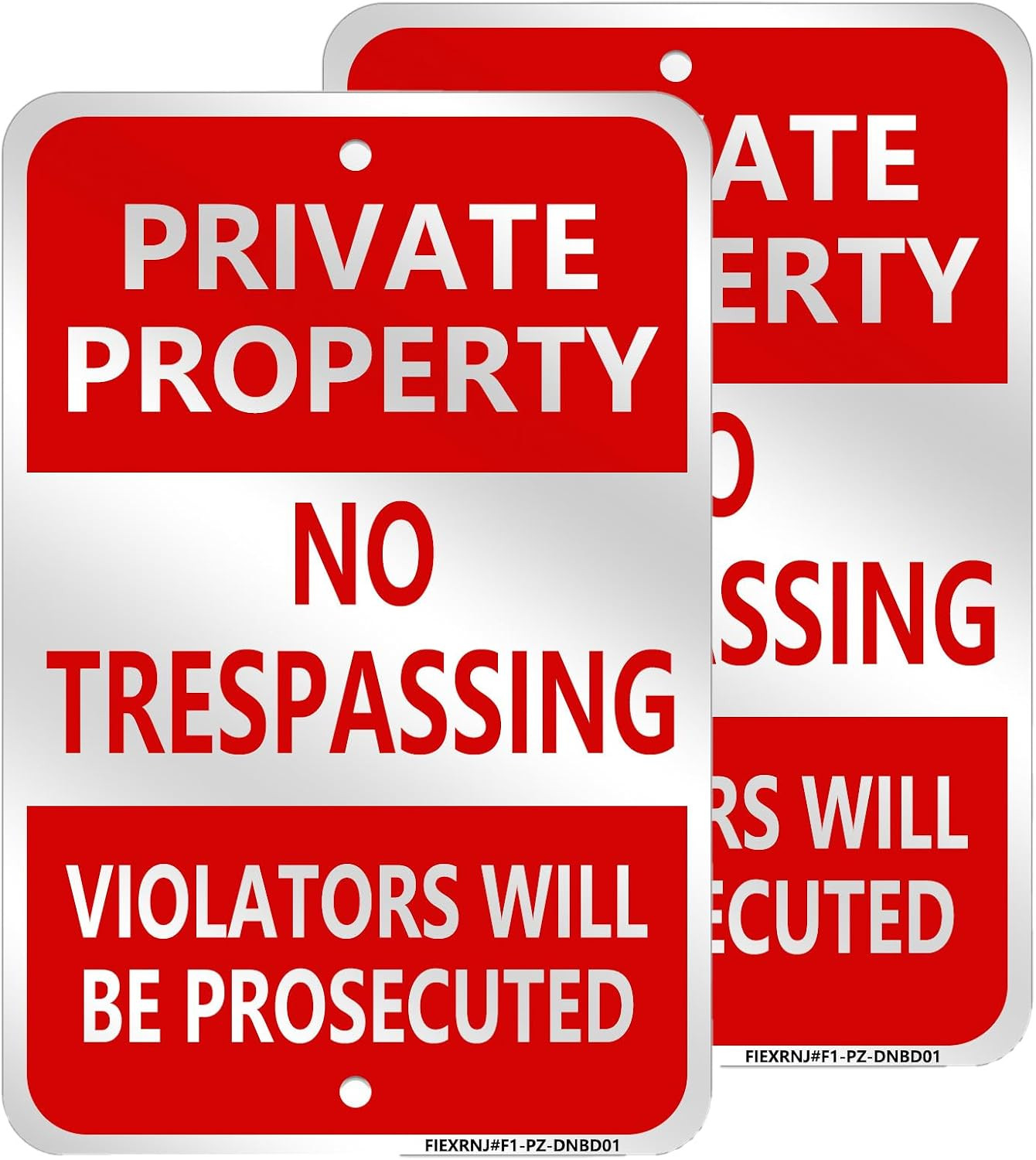 No Trespassing Signs Private Property, 12&Prime; X 18&Prime; Vertical 2 Pack, LED Night Glow