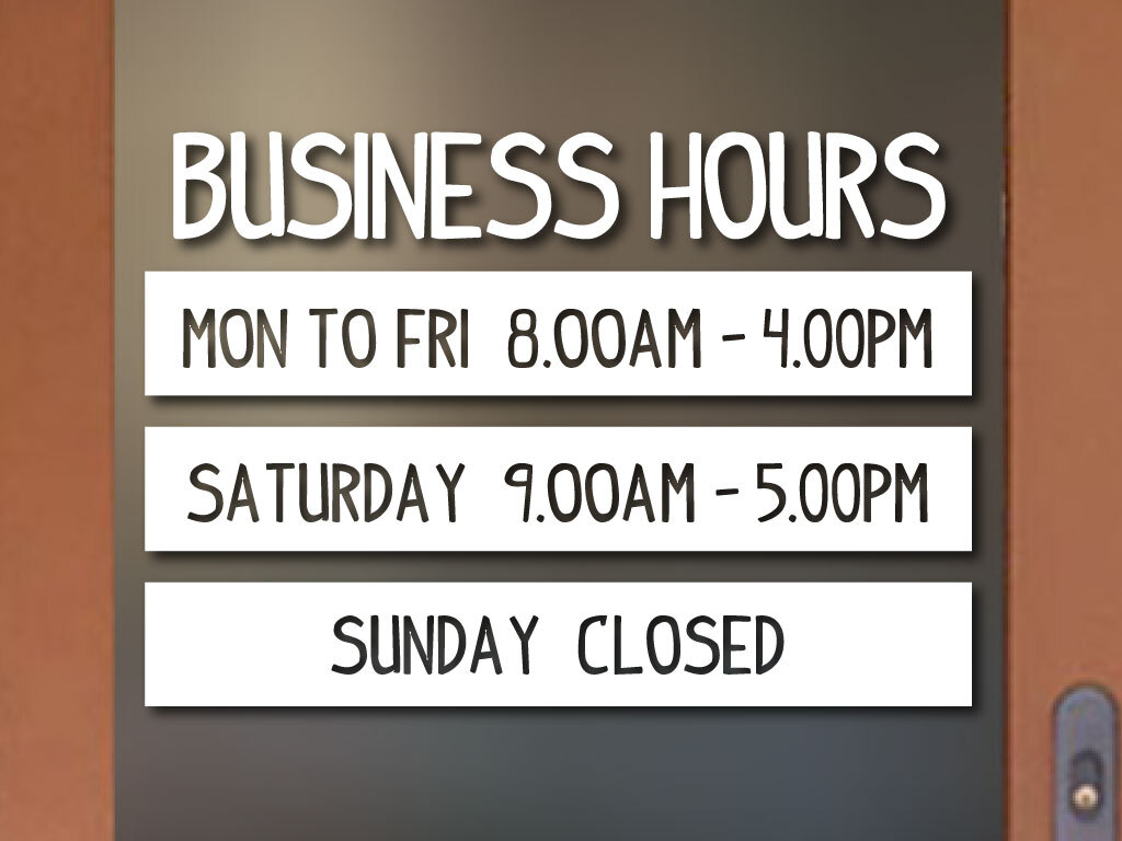 PERFECT STORE ORIGINAL BUSINESS HOURS COLORS and Sizes PERSONALIZED Sign