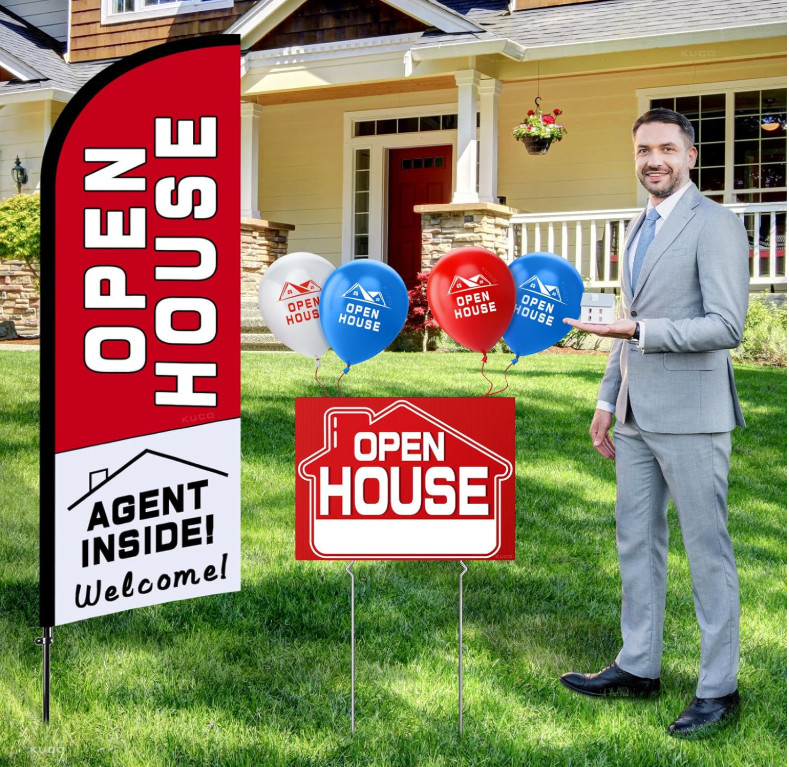 Open House Signs Kit (45 Pcs), 1 Pack Open House Flag, 9 Pack Open House Sign…