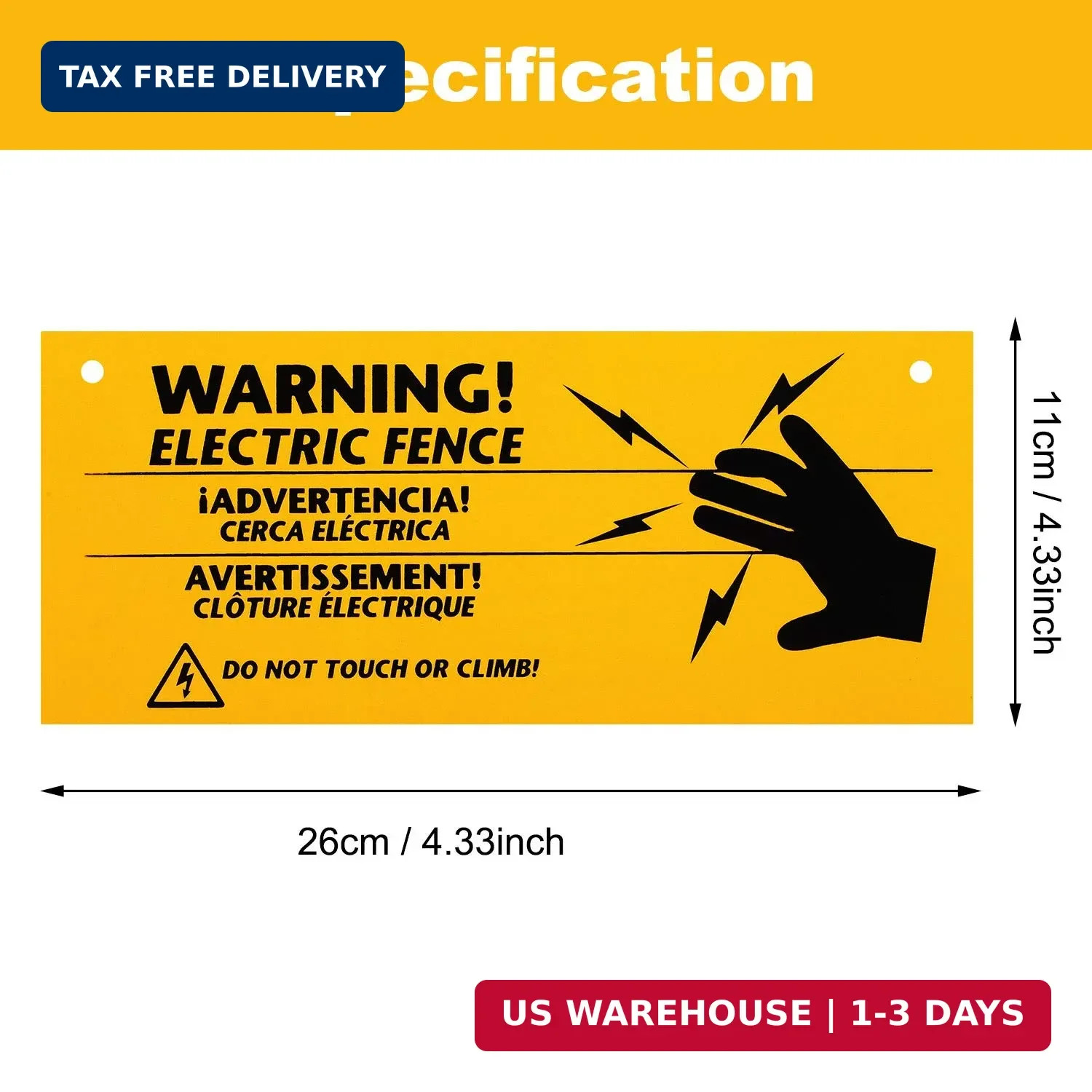 Blulu 8 Pieces Electric Fence Warning Signs 10 x 4 Inch Plastic Danger Electric