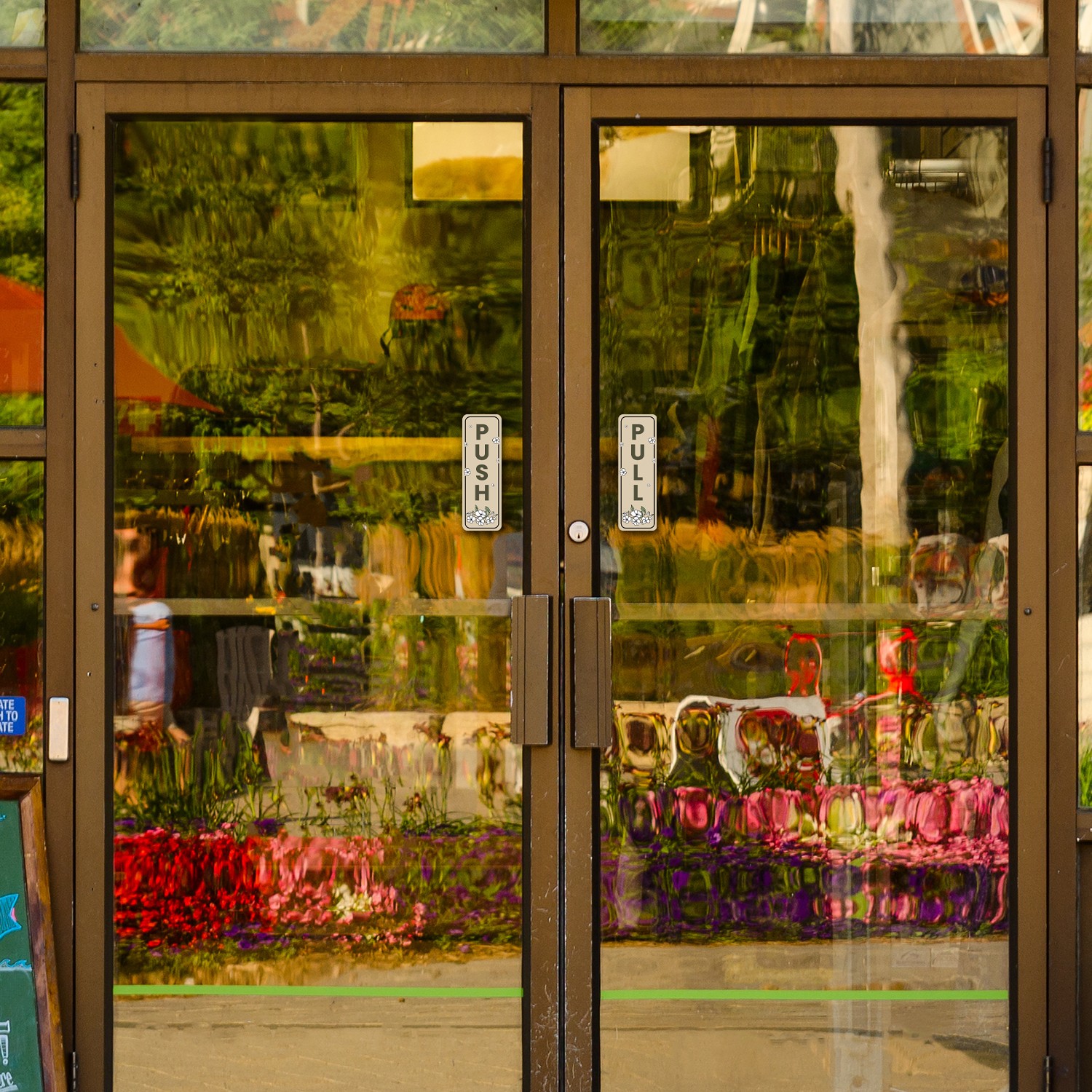 Signs ByLITA Vertical Push and Pull Door Signs (White Daisy Floral Design)