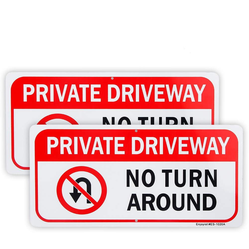 2 Pack Private Driveway, No Turn Around Sign, 14&Prime;x 7&Prime; .04&Prime; Aluminum Reflectiv…