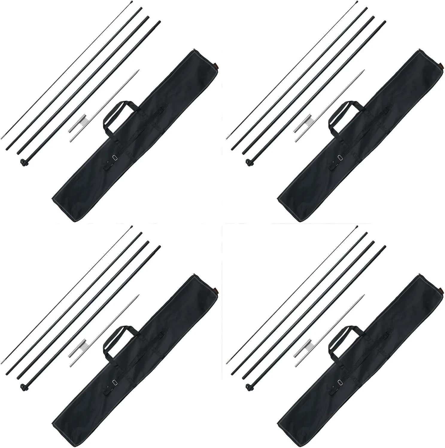 Heavy Duty 16.3 Ft Swooper Flag Pole Kit 4 Pack – Durable Aluminum/Fiberglass…