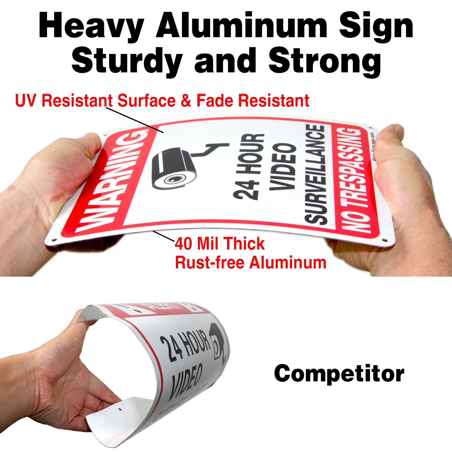 4-Pack Video Surveillance Sign, No Trespassing Metal Reflective Warning Sign,…