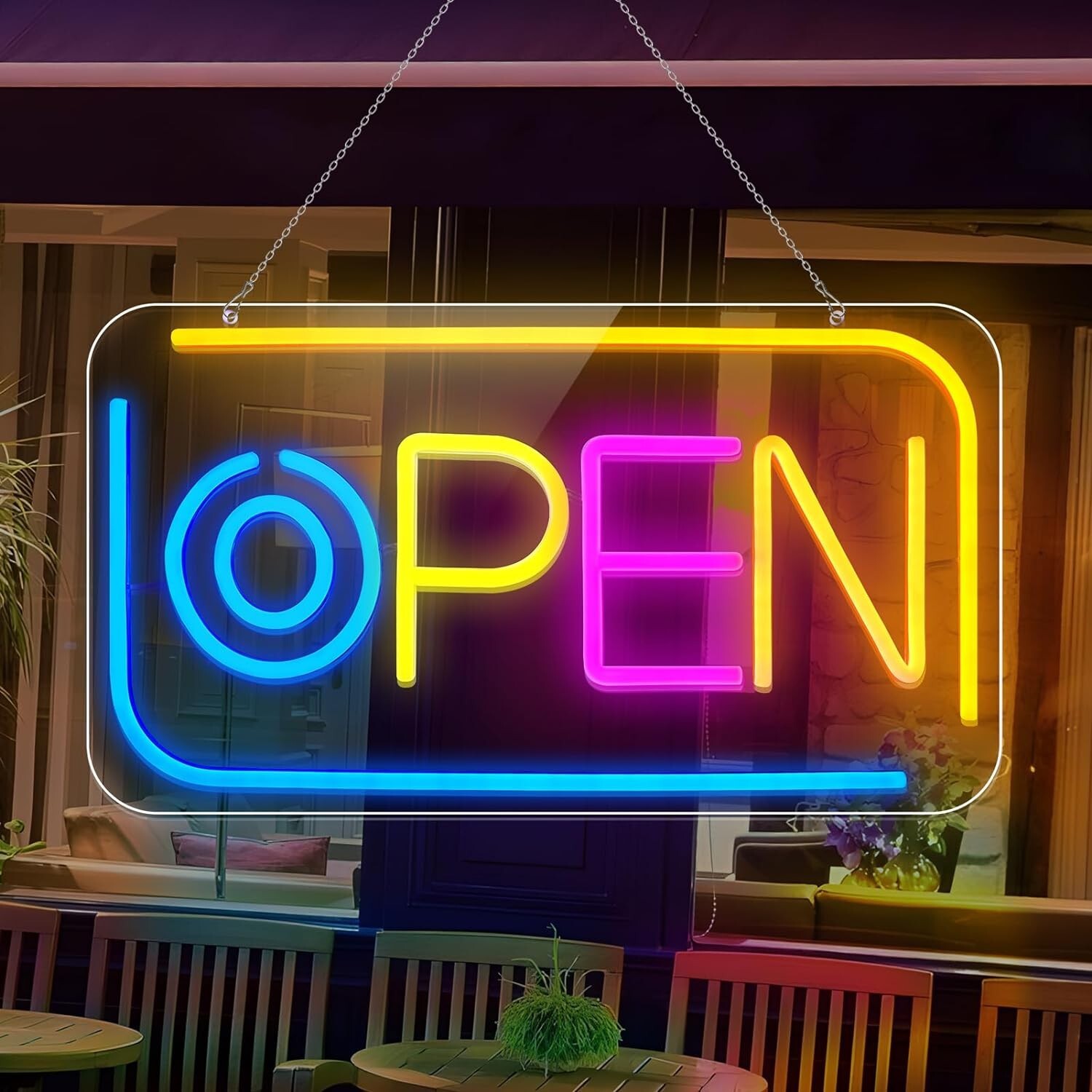 Colorful LED Neon Open Sign, 16.5&Prime;X 9&Prime; Super Bright Open Signs for Business, wit