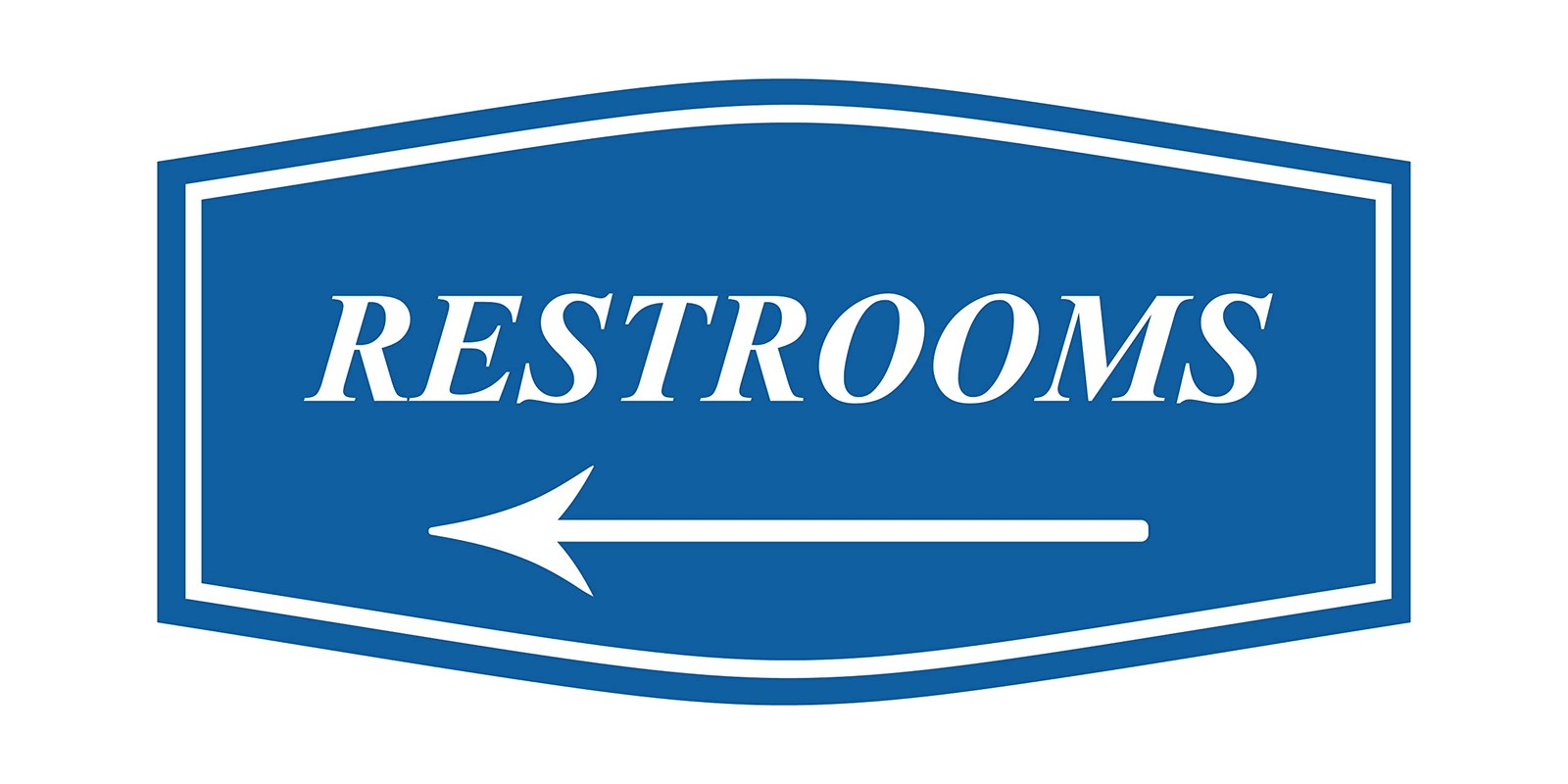 1 Pack Fancy Restrooms Left Arrow Sign Blue Large, Wall Door Mount Office Decor