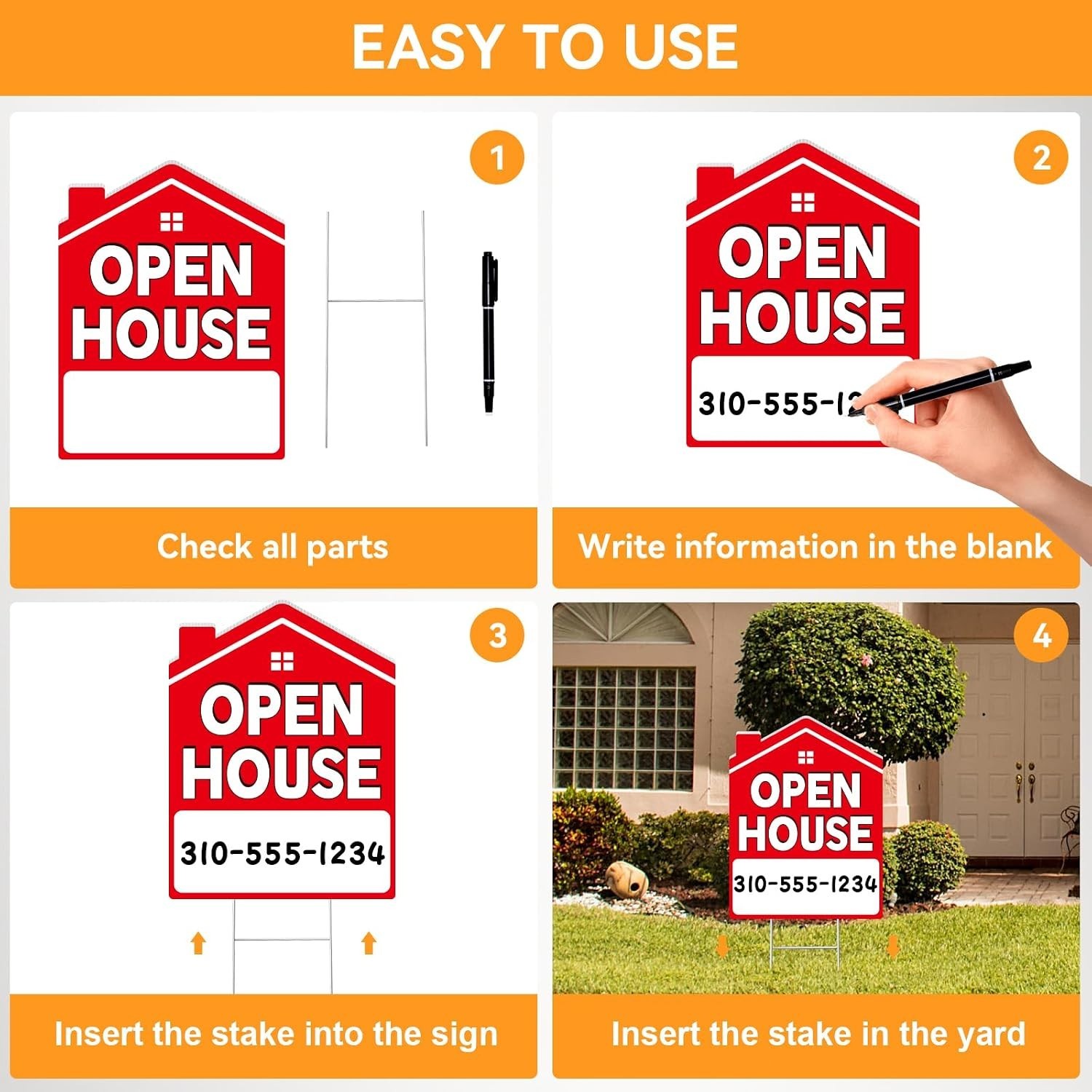 Open House Signs for Real Estate 5 Pack, 17&Prime;x13&Prime; Open House Sign Double Sided…