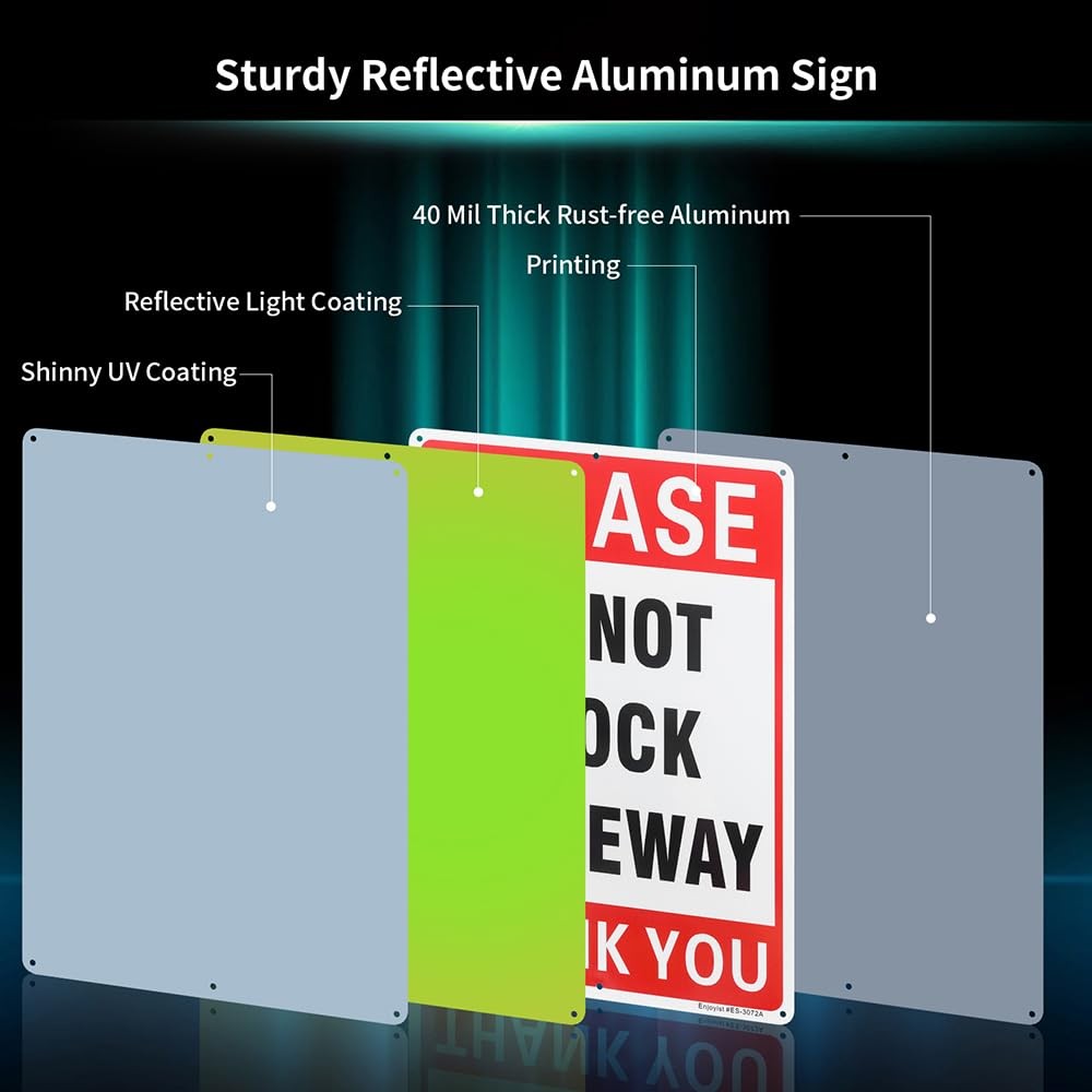 2 PCS 14×10 Inch Please Do Not Block Driveway Sign .040 Reflective Aluminum