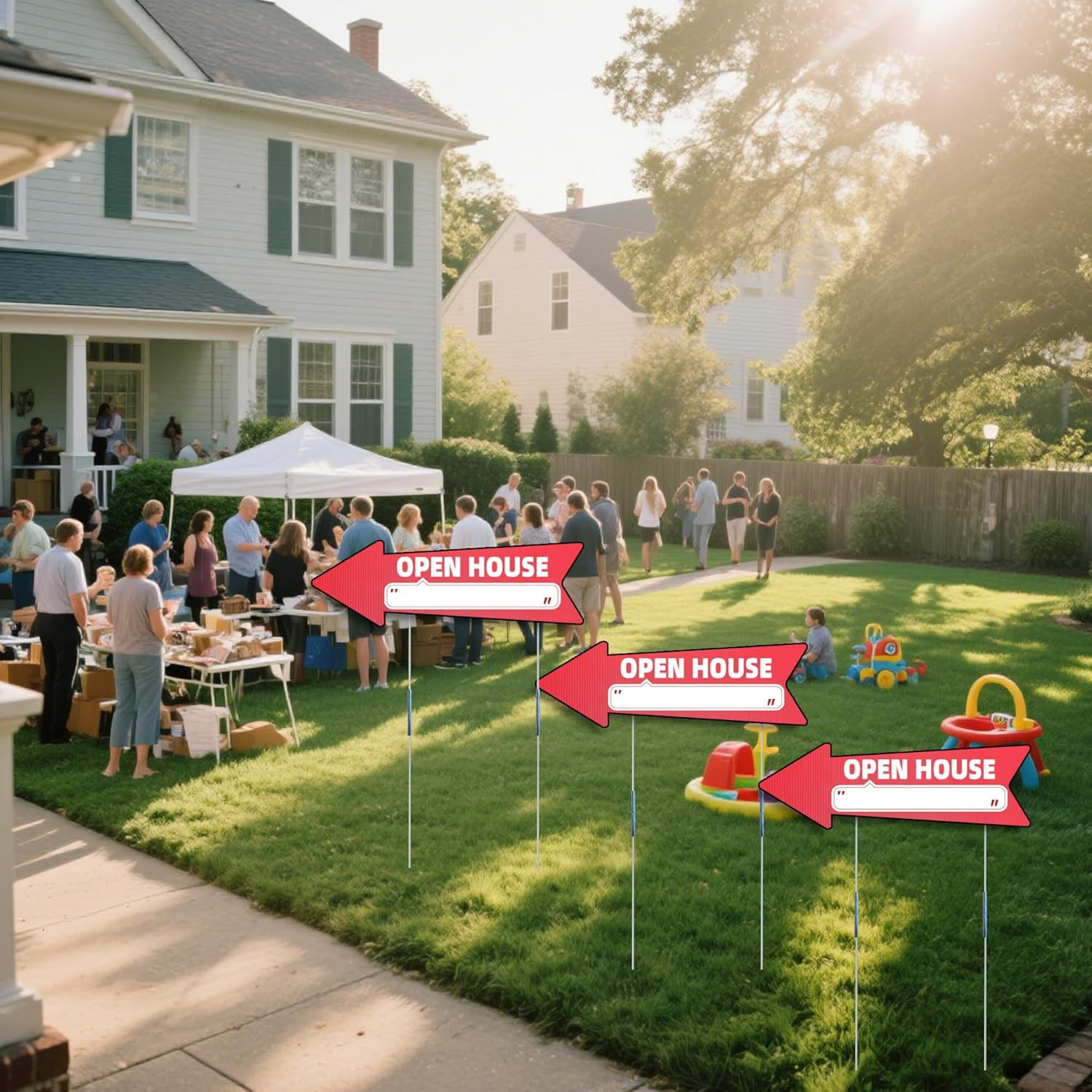 Open House Red Double – Sided Yard Sign with Arrows, 16&Prime; X 5&Prime; Inch, 12 Pcs 13.8&Prime;