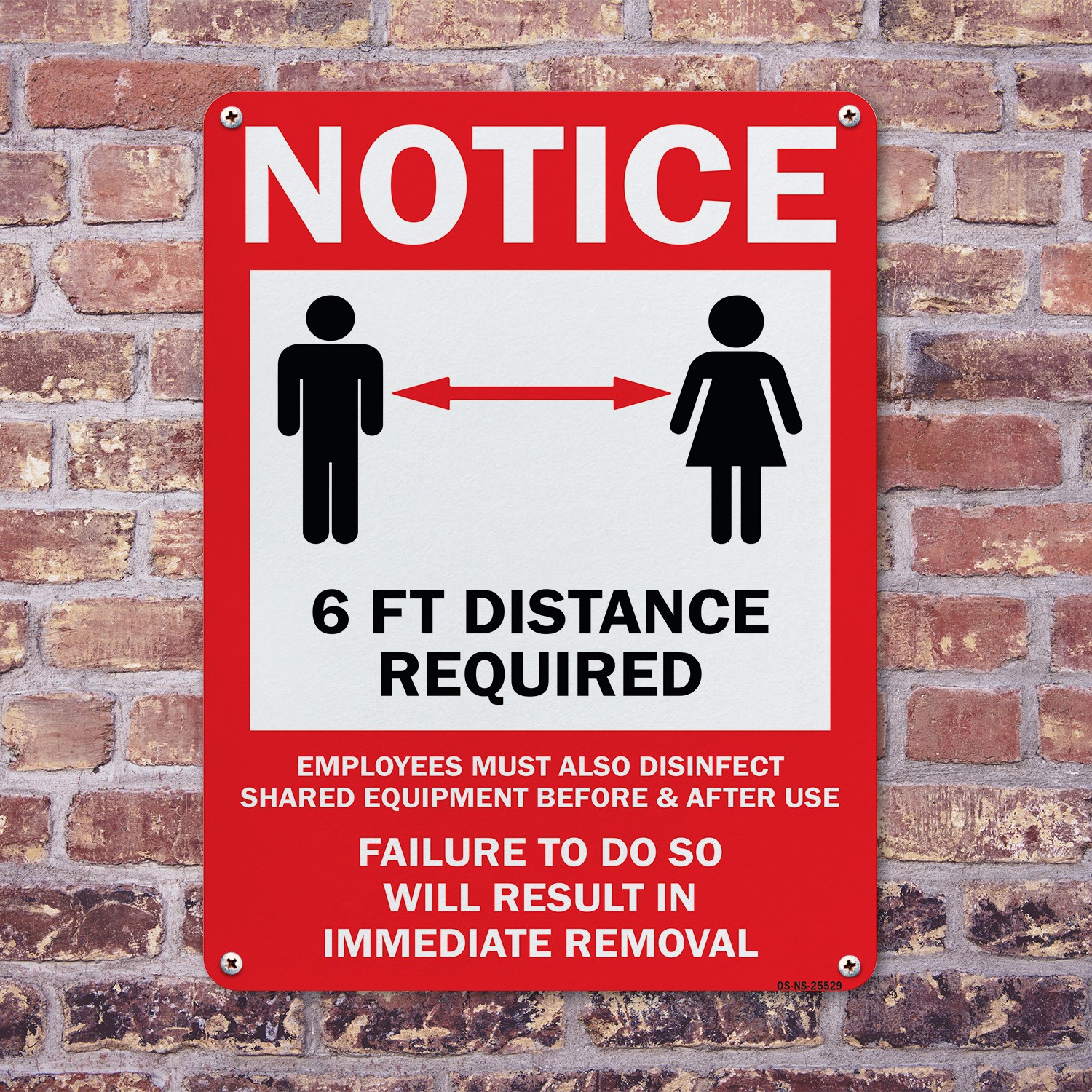 6ft Distance Required Public Safety Sign Metal, Plastic, Or Decal – 5 or 10 Pack