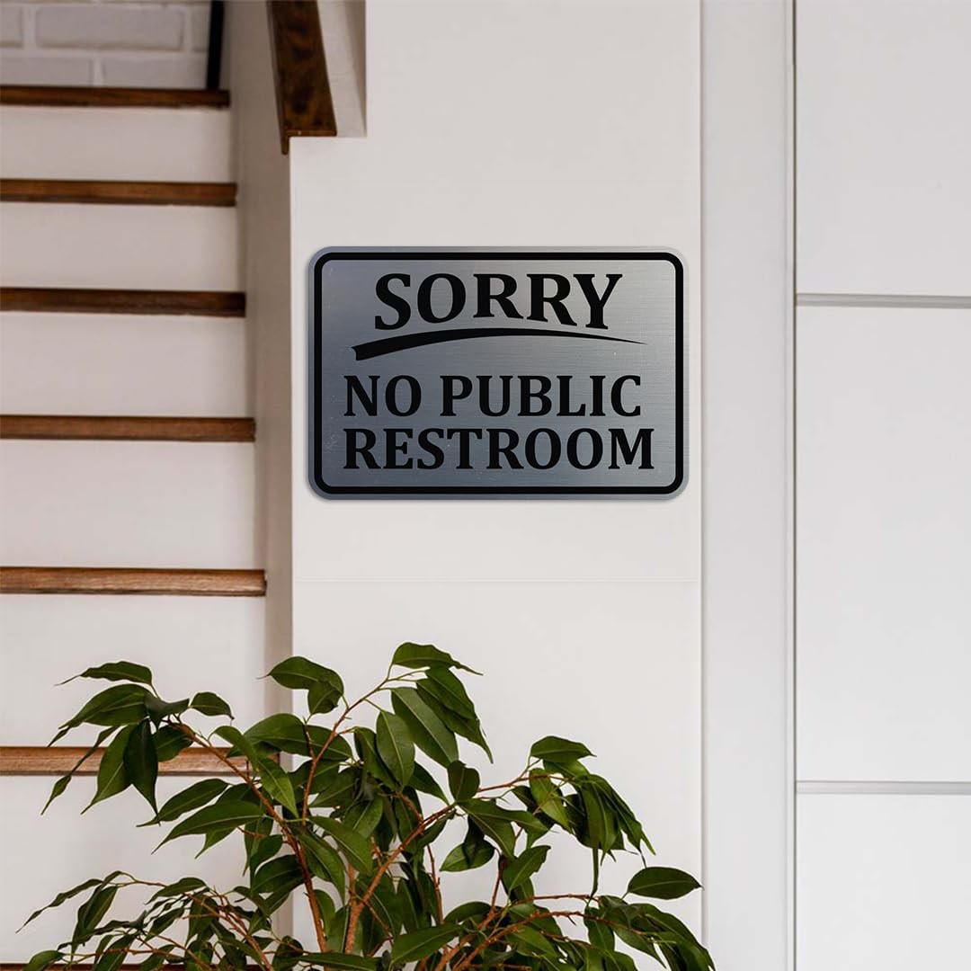 SORRY No Public Restroom Wall Door Sign -Red (Small) 4 x 6&Prime;