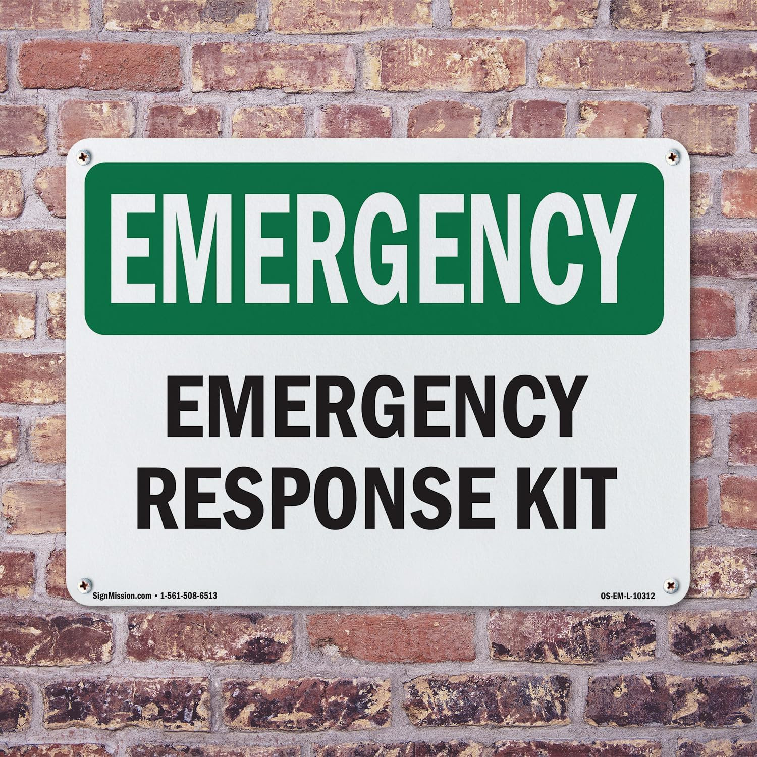 Response Kit OSHA Emergency Rigid Plastic Sign 18 Inch X 12 Inch – 10 Pack