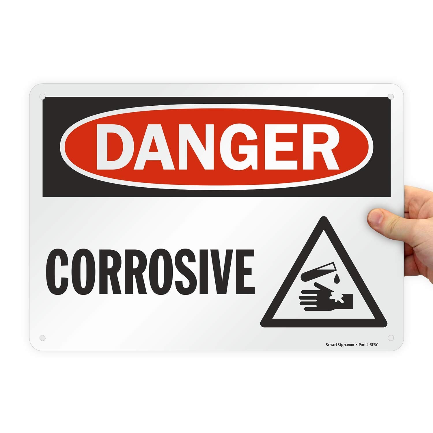 10×14 inch Danger Corrosive OSHA Metal Sign 40 mil Laminated Rustproof Aluminum
