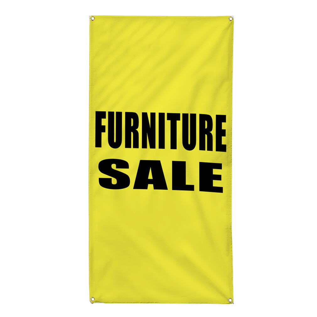 Vertical Vinyl Banner Multiple Sizes Furniture Deal Yellow Promotion Business