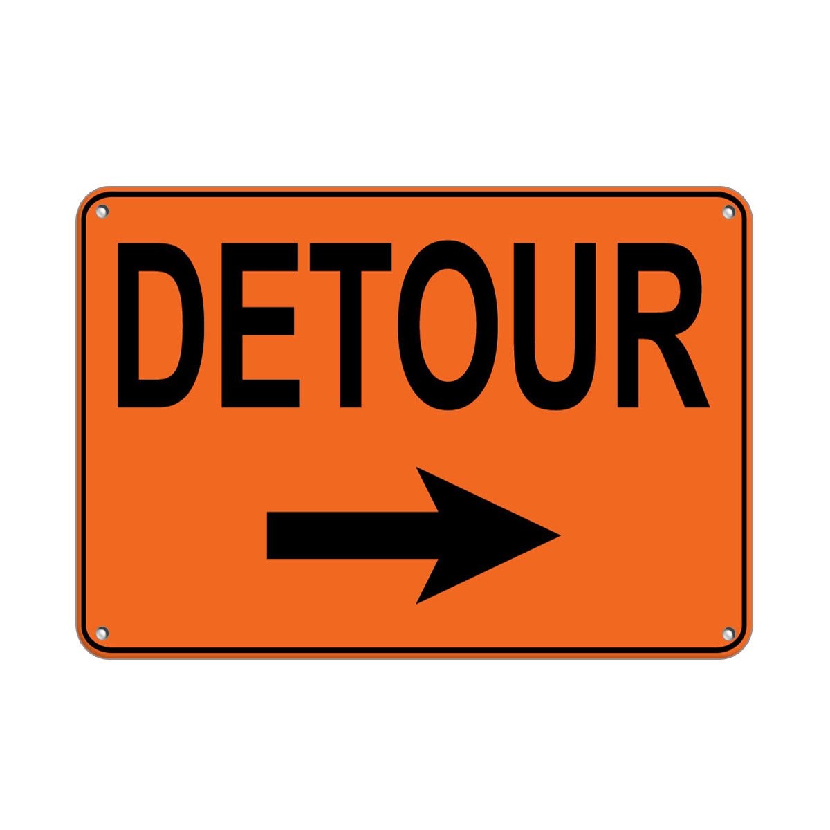 10×14 Inch Aluminum Right Arrow Detour Style 2 Traffic Sign Metal Warning