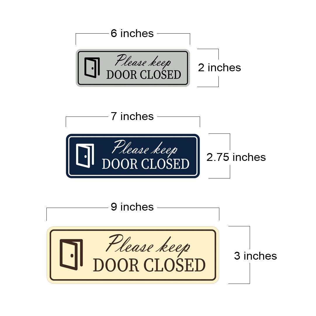 Standard Please Keep Door Closed Sign Brushed Silver Medium Wall Plaque