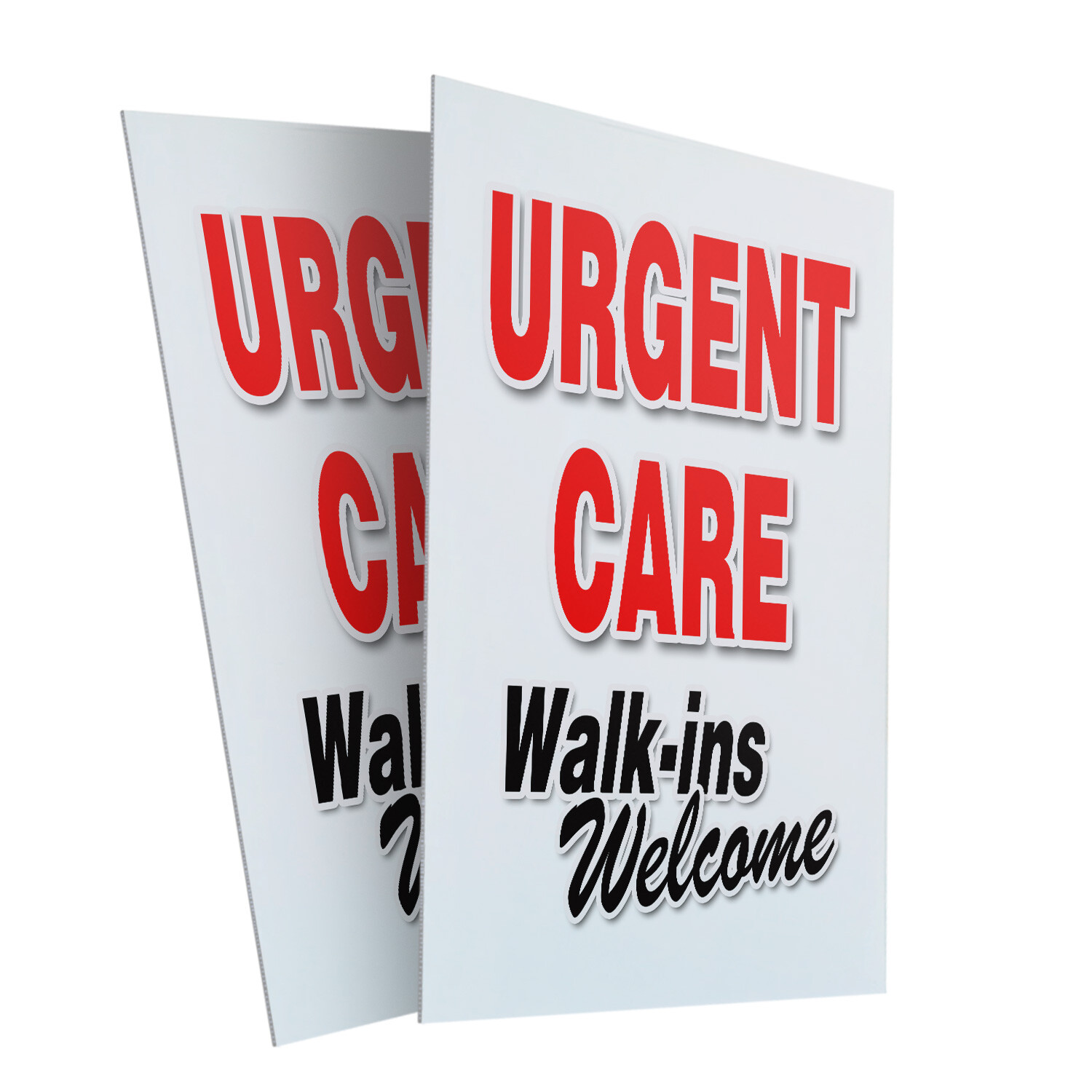 Urgent Care Walk-ins Welcome 24&Prime; x 36&Prime; 2 Pack Of Store Sign Plastic Or Decal