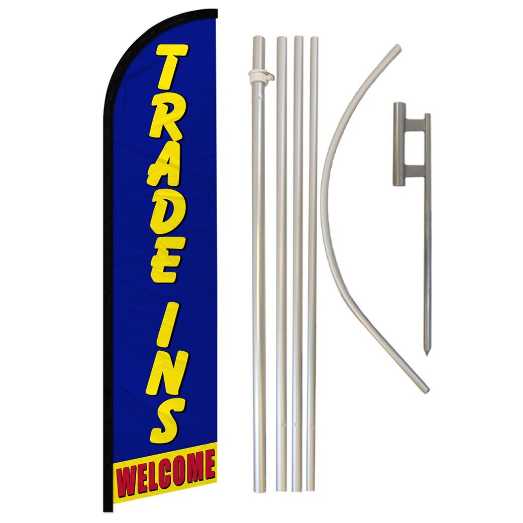 Trade Ins Welcome Full Curve Windless Swooper Flag Pole Kit Car Dealership