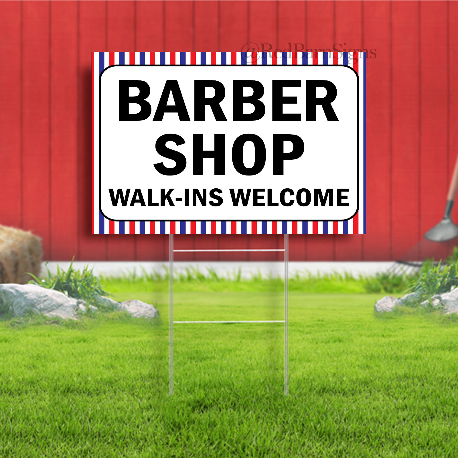 Barber Shop Walk-ins Welcome Indoor Outdoor Vinyl Yard Design