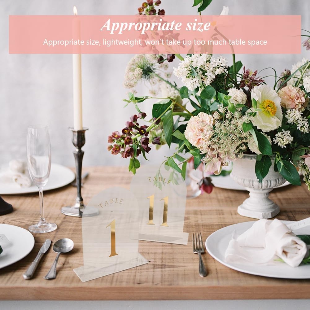 Wedding Table Numbers 115 Frosted Arch 5×7 Acrylic Gold Foil Print Holder