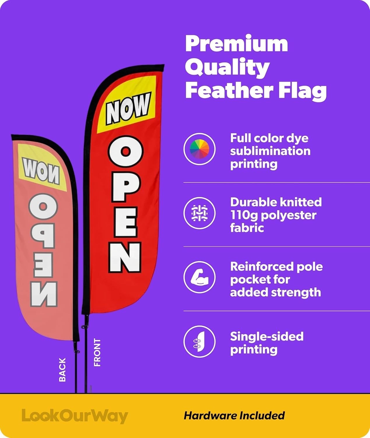 7ft Feather Flag Kit – Eye-Catching Red & Yellow Banner for Business Promotion