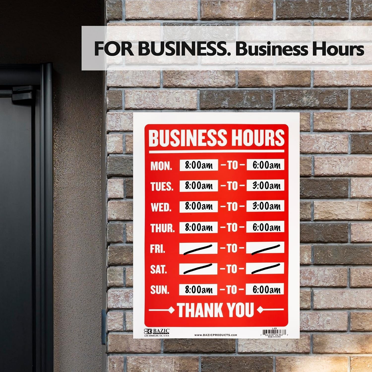 Elegant Weather-Resistant Business Hours Sign 12 x 16 in for Any Establishment