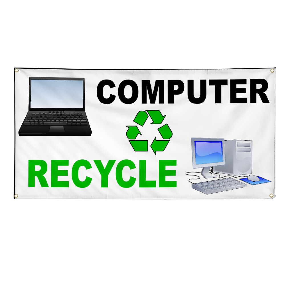 Vinyl Banner Multiple Sizes Computer Recycle Weatherproof Industrial Yard Signs