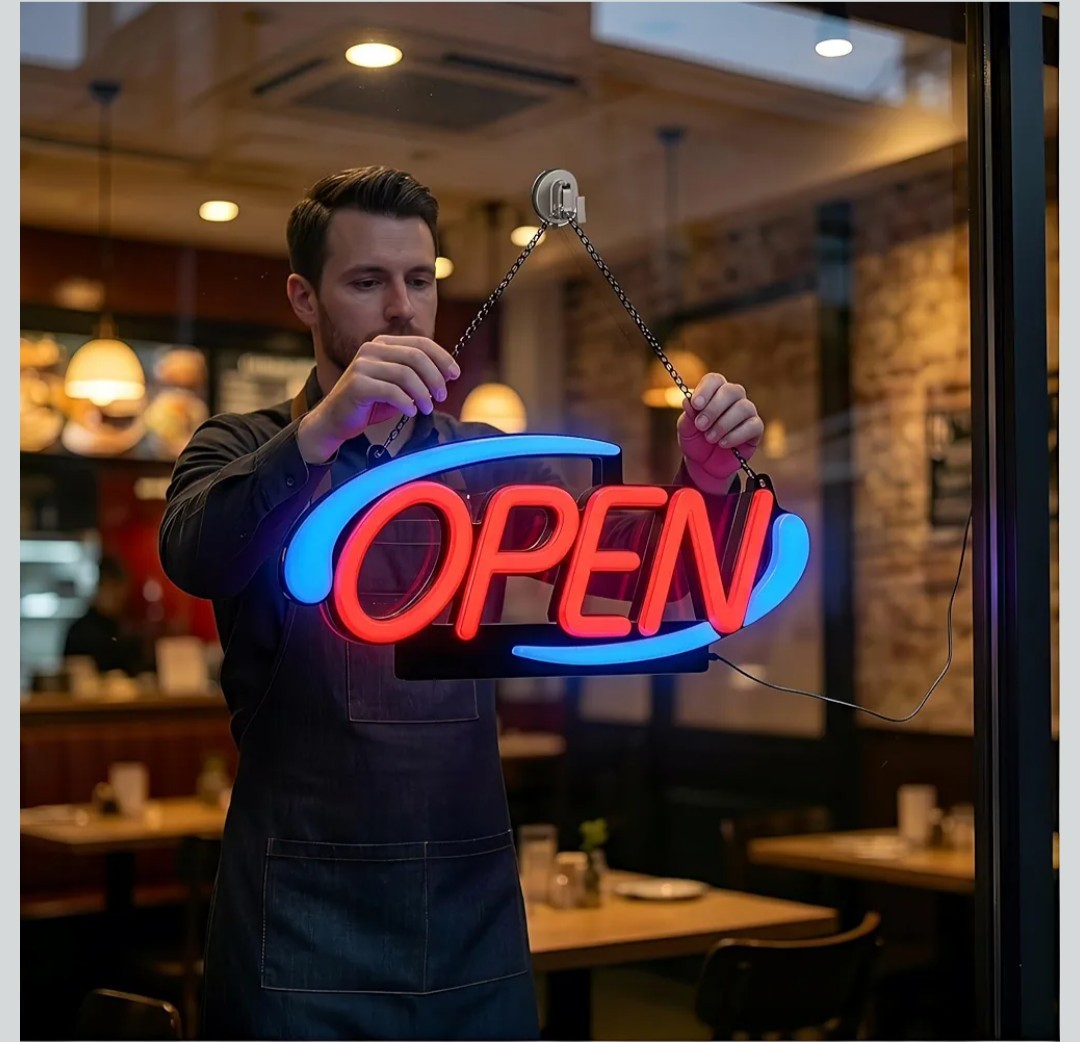 20&Prime; Super Bright Red & Blue Option Neon LED OPEN Sign for Business
