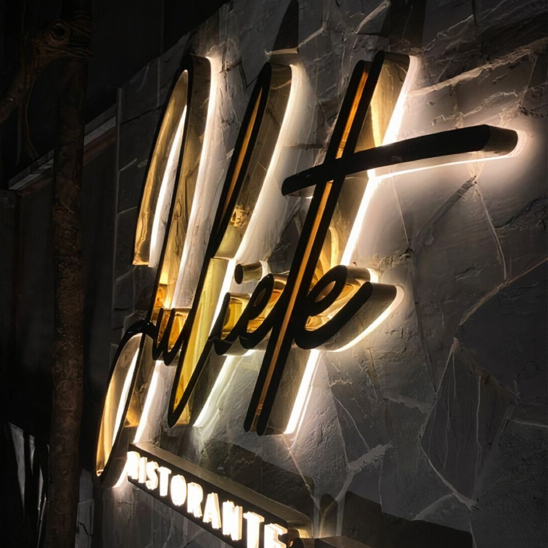 Custom Business Signage LED Metal 3D Letter Backlit Stainless Storefront 3D Sign