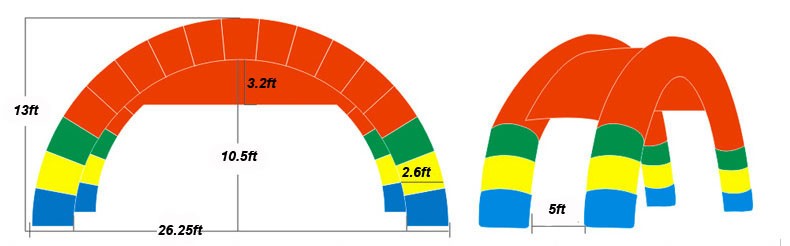 26ft Span Double Leg Arch Frame Heavy Duty PVC Oxford Cloth Inflatable No Blower